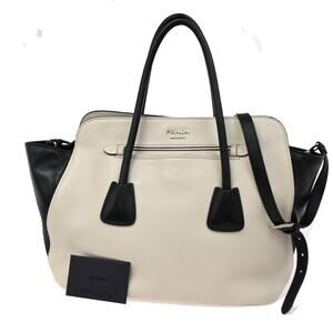 Prada Soft Calf Cuir Convertible Shopping Tote Beige